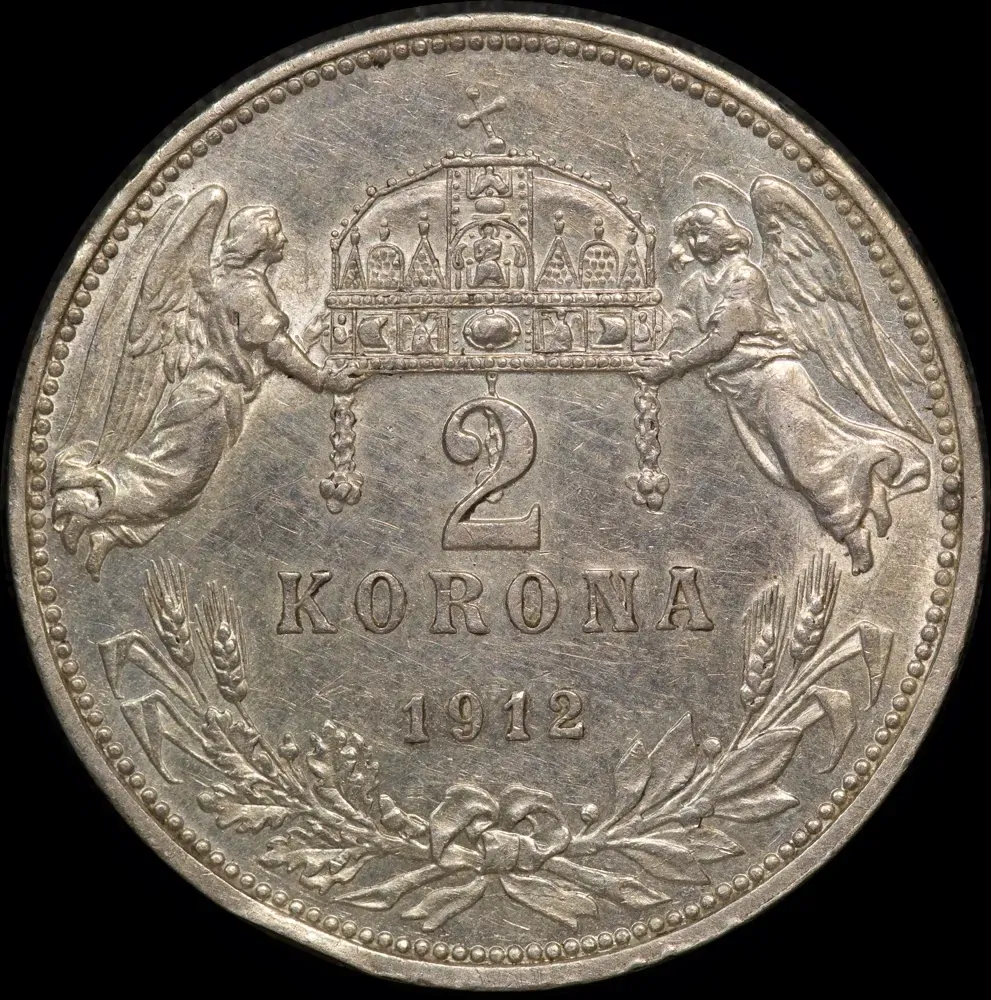Hungary 1912 Silver 2 Korona KM# 493 about Unc
