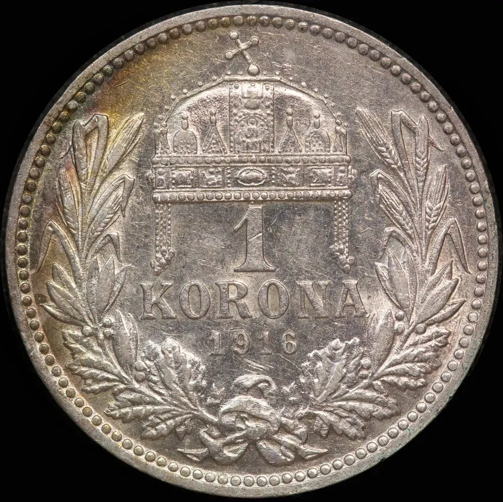 Hungary 1916 Silver 1 Korona KM# 492 Uncirculated product image