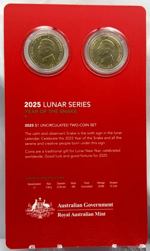 2025 1 Dollar Uncirculated Coin Pair Lunar Series Snake product image