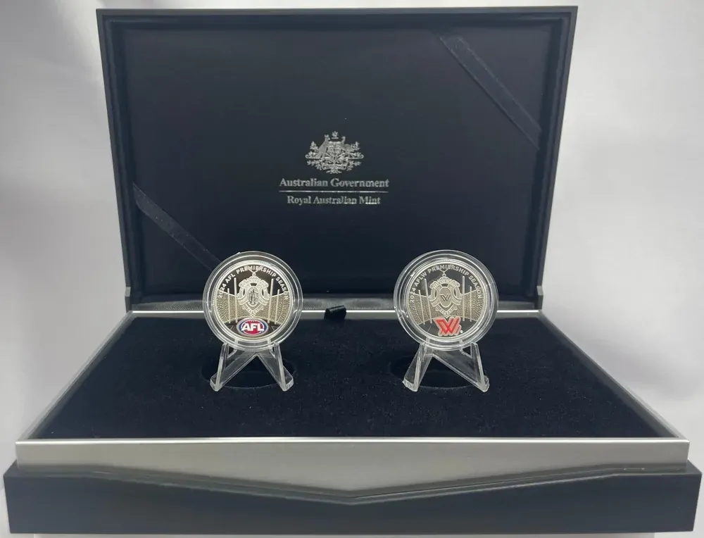 2024 Silver 1 Dollar 2 Coin Proof Set Australian Football League AFL product image