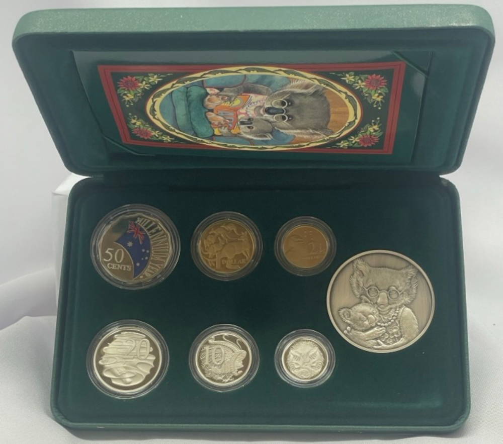 Australia 2000 Baby Proof Coin Set Millennium Flag Damaged Packaging
