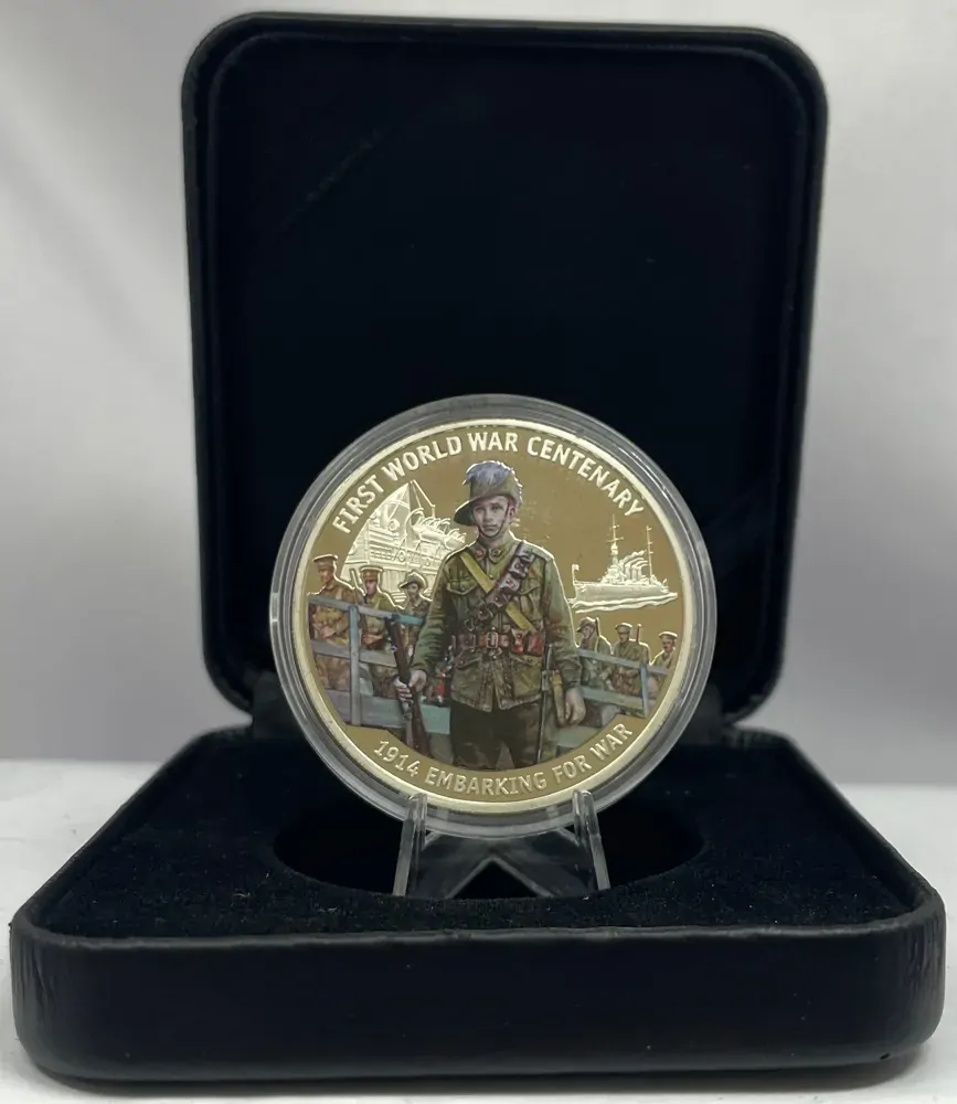 Solomon Islands 2014 Silver 10 Dollars Proof Coin Embarking for War product image