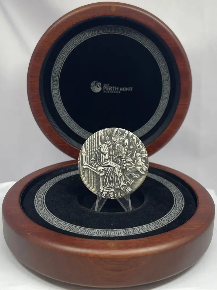 Tuvalu 2014 Silver 2 Ounce Antiqued Coin Gods of Olympus Hades product image