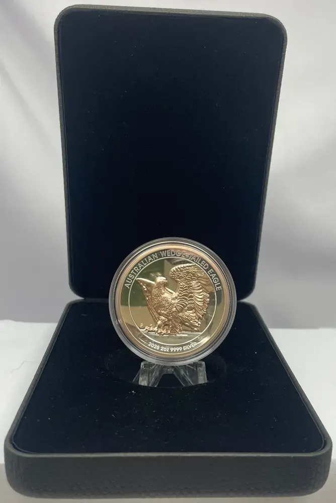 2025 Silver 2 Ounce Rose Gold Gilded Coin Ultra High Relief Wedge-tailed Eagle