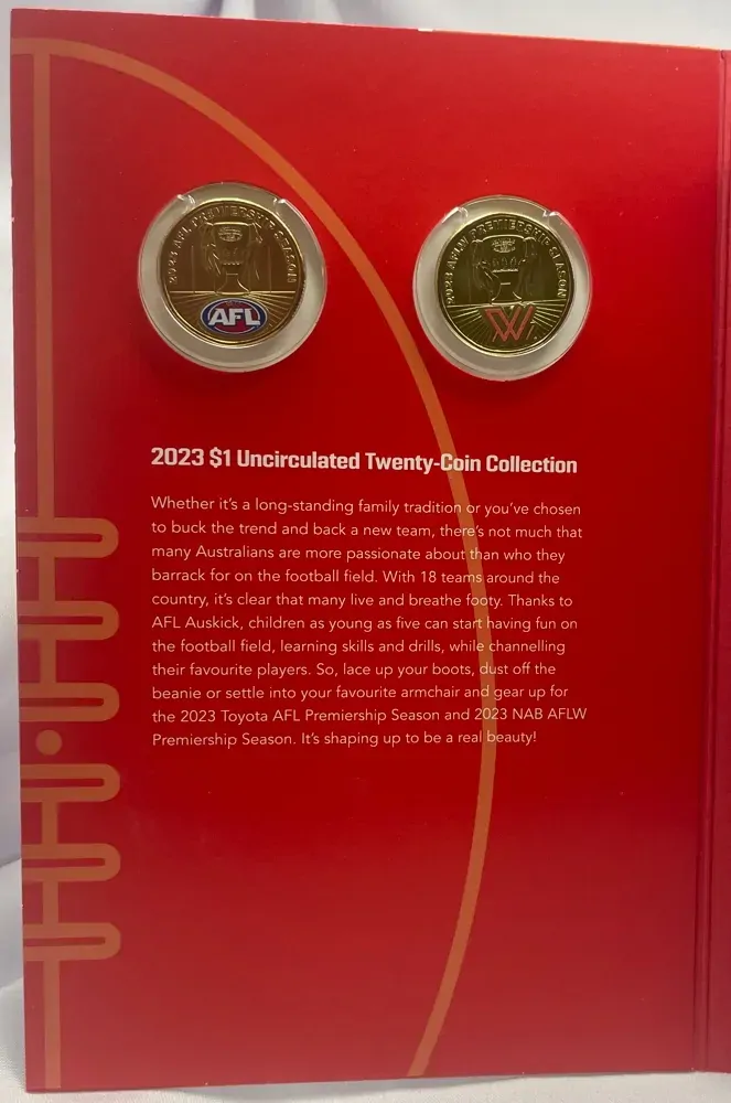 2023 1 Dollar 20 Coin Set in Folder Australian Football League AFL includes Coloured Coins product image