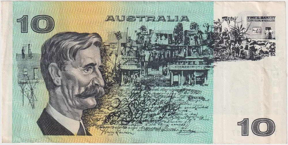 1974 $10 Note Australia Phillips/Wheeler TBC 1st Prefix R305F Extremely Fine product image