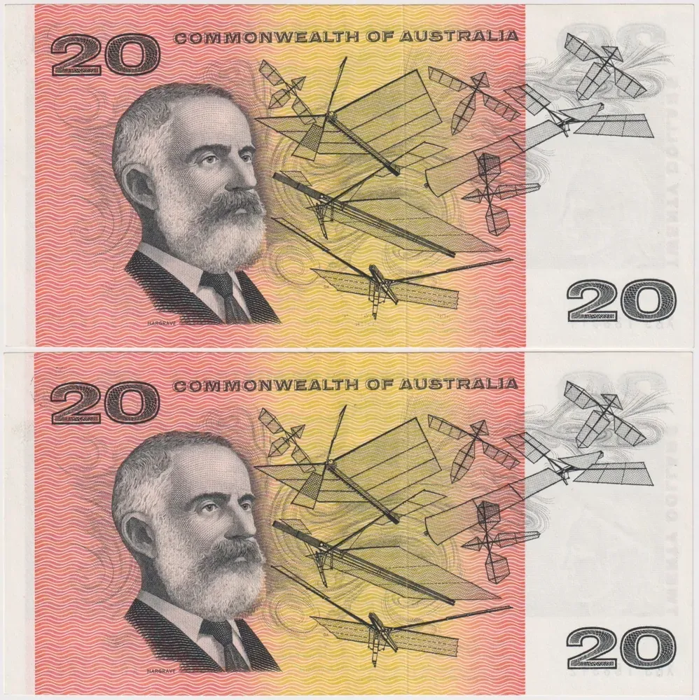 1968 $20 Note Consecutive Pair Coombs/Randall R402L good EF