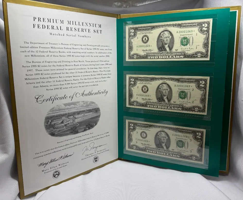 United States 2000 $2 Premium Millennium Federal Reserve Note Set product image