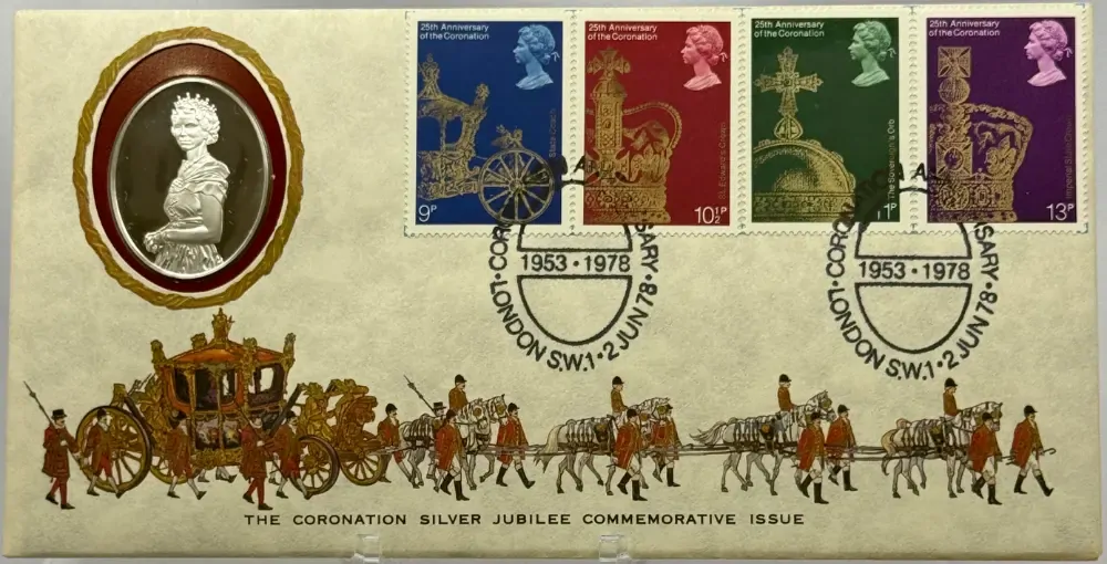 Great Britain 1978 Silver Medallic First Day Cover Coronation Silver Jubilee product image