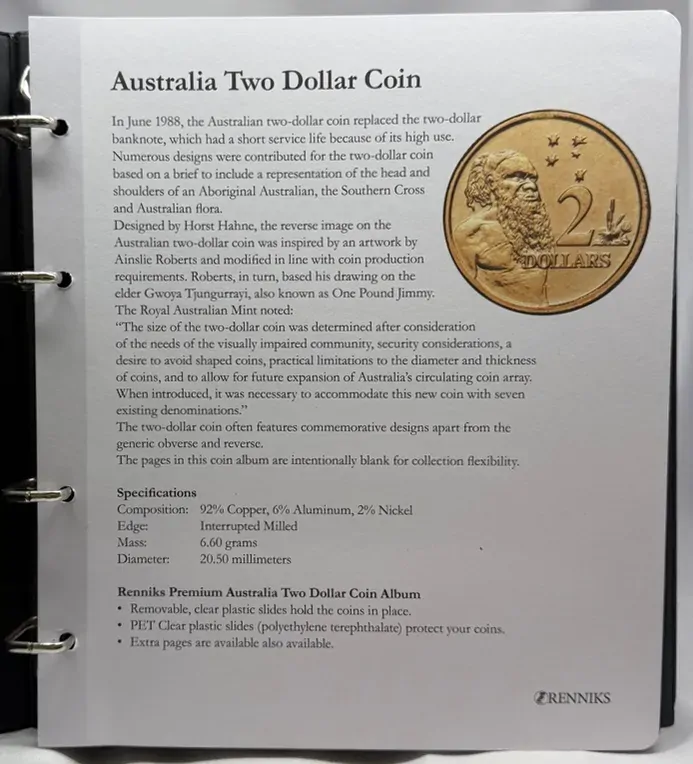Renniks Premier Australia 2 Dollar Coin Album product image