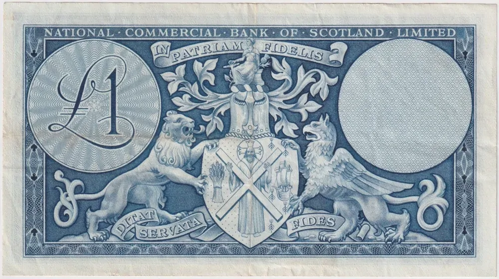 National Commercial Bank of Scotland 1959 1 Pound P#265 about EF
