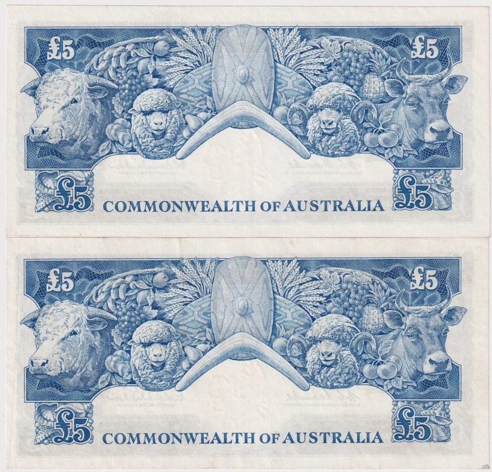 1960 Five Pound Consecutive Pair Coombs/Wilson R50 Extremely Fine product image