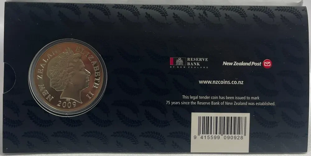 New Zealand 2009 1 Dollar Coin 75th Anniversary RBNZ product image