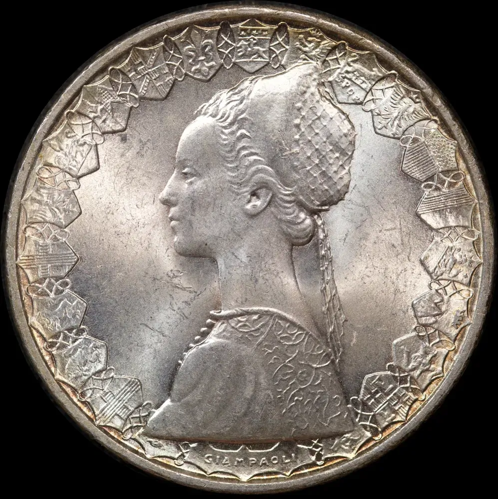 Italy 1958 Silver 500 Lire KM# 98 Uncirculated product image