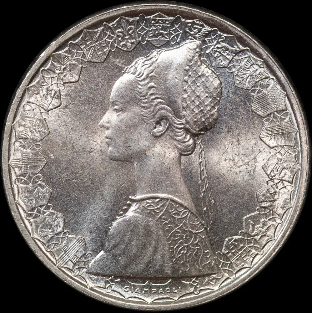 Italy 1959 Silver 500 Lire KM# 98 Uncirculated product image