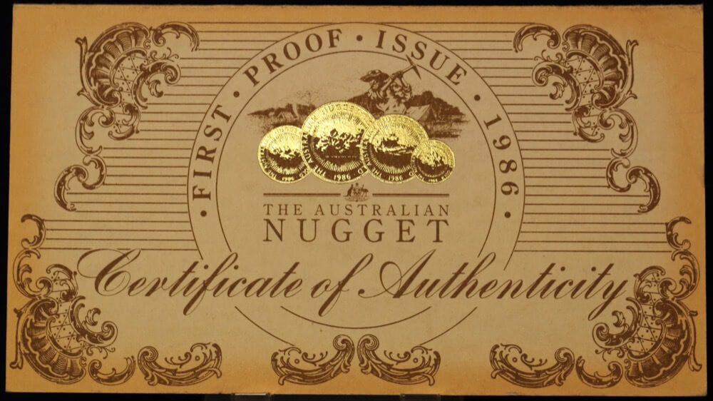 1986 Gold Four Coin Proof Set (1 1/2 1/4 And 1/10) Australian Nuggets