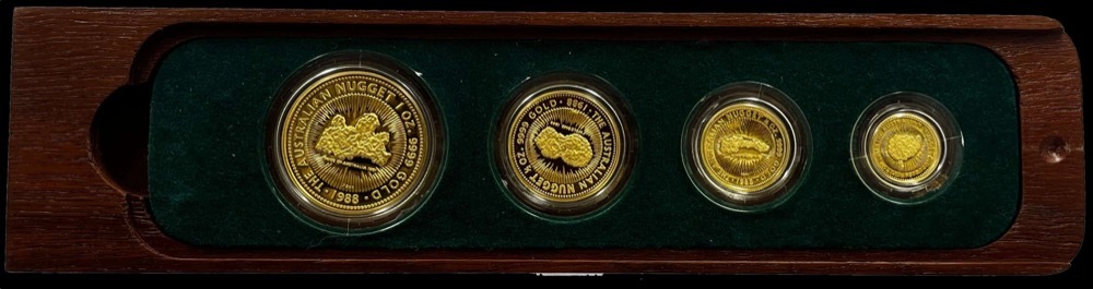 1988 Perth Mint Gold 4 Coin Proof Set (1oz to 1/10oz) Famous Nuggets