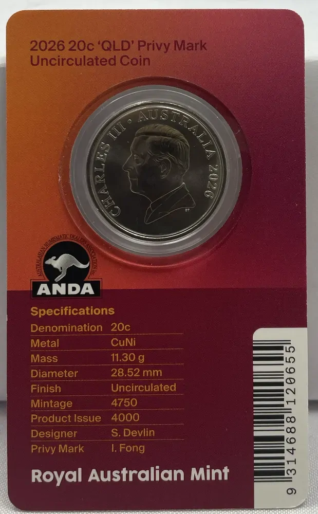 2026 20 Cent Uncirculated Coin ANDA Brisbane Expo QLD Privy Mark product image