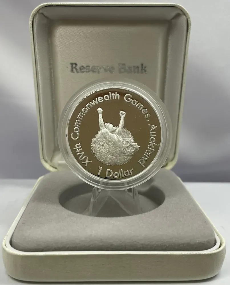 New Zealand 1989 Silver Proof 1 Dollar KM# 67a Commonwealth Games product image