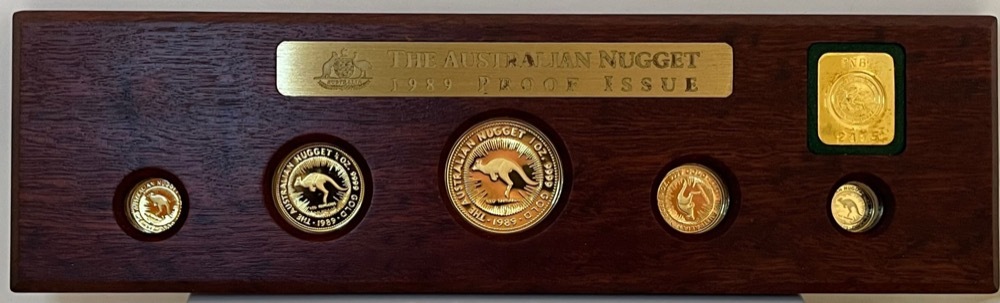 1989 Perth Mint Kangaroo Nugget Gold Five Coin Proof Set (1oz to 1/20oz)