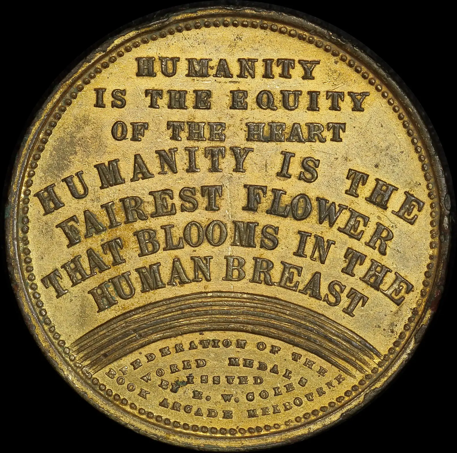 EW Cole Gilt Bronze Token 1879 ~ 1903 D32 / C24 good EF product image