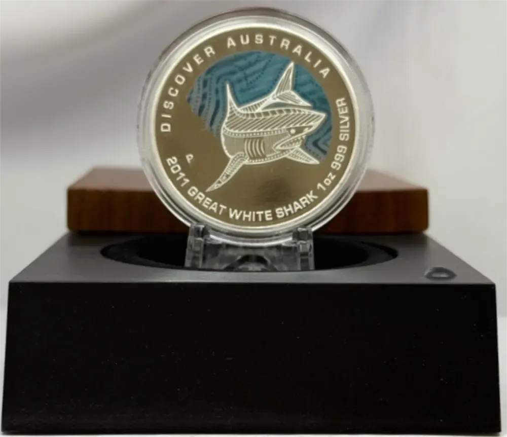 2011 Silver 1 Ounce Proof Coin Discover Australia - Great White Shark