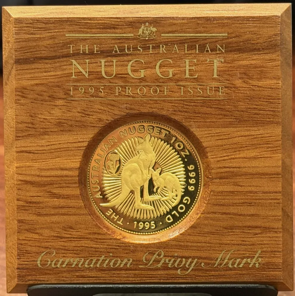 1995 Gold 1oz Proof Coin Kangaroo Nugget - Carnation Privy product image