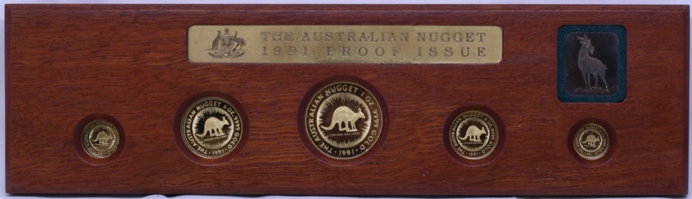 1991 Perth Mint Kangaroo Nugget Gold Five Coin Proof Set (1oz to 1/20oz)