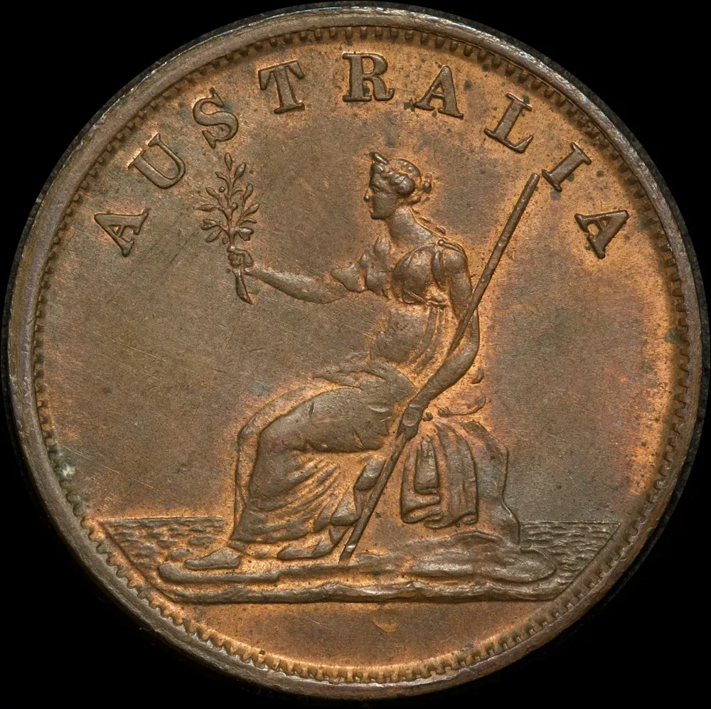 WJ Taylor Copper Halfpenny Token ca 1854 A# 573 good EF product image