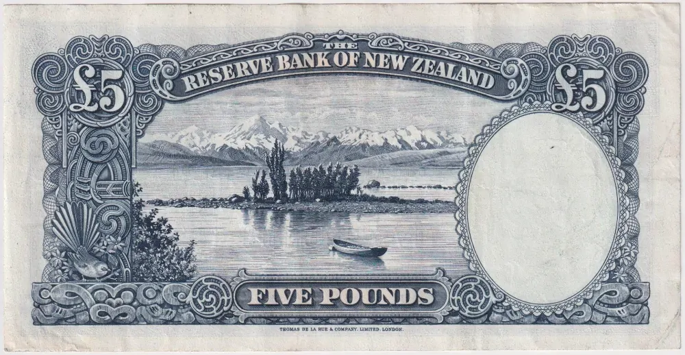 New Zealand 1940 5 Pounds P#160a Hanna about EF