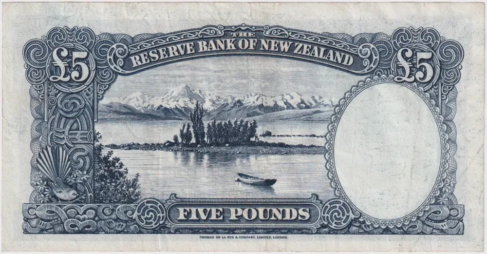 New Zealand 1940 5 Pounds P#160a Hanna good VF