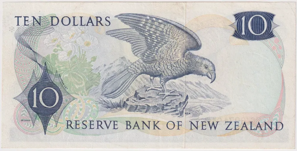 New Zealand 1977 10 Dollar Star Replacement Note P# 166d good EF