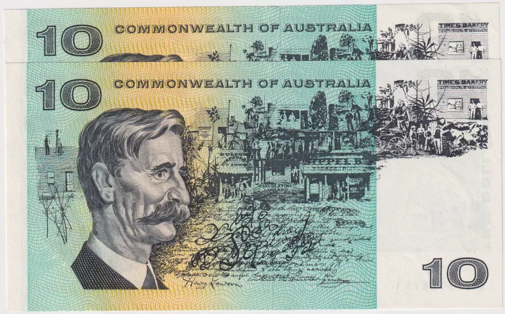 1966 $10 Note Consecutive Pair Coombs/Wilson R301 good EF product image