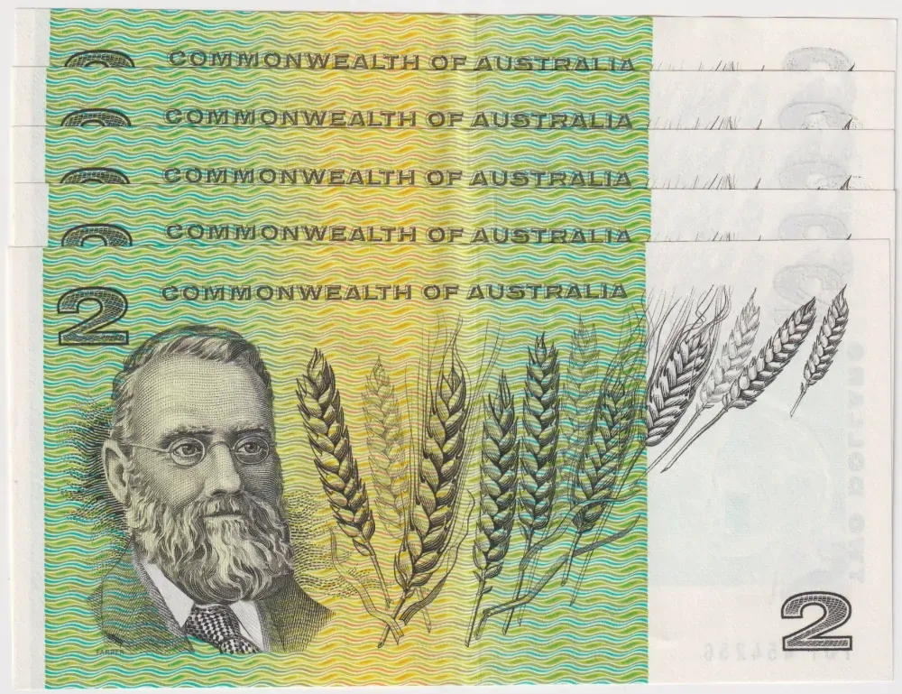 1966 $2 Note Consecutive Run of 5 Coombs/Wilson R81 good EF product image