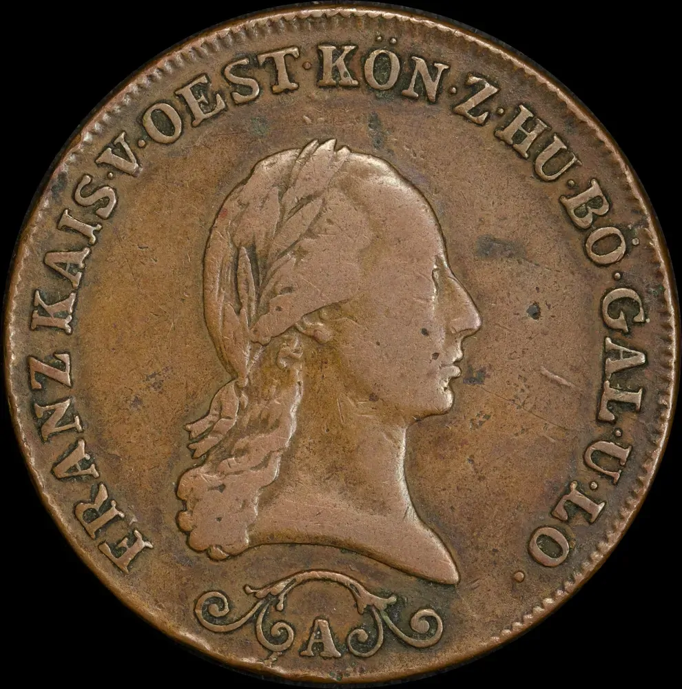 Austrian Empire 1812-A Copper 3 Kreuzers Francis I KM#2116 good VF