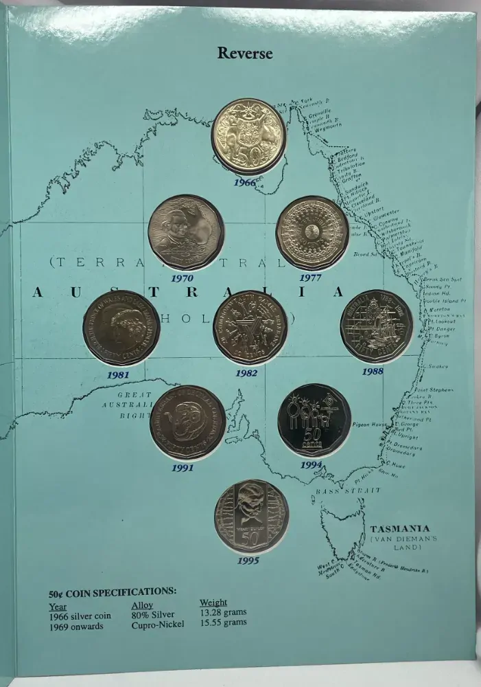 1966-1995 Unofficial 50 Cent Type Set Contains 9 Unc Coins