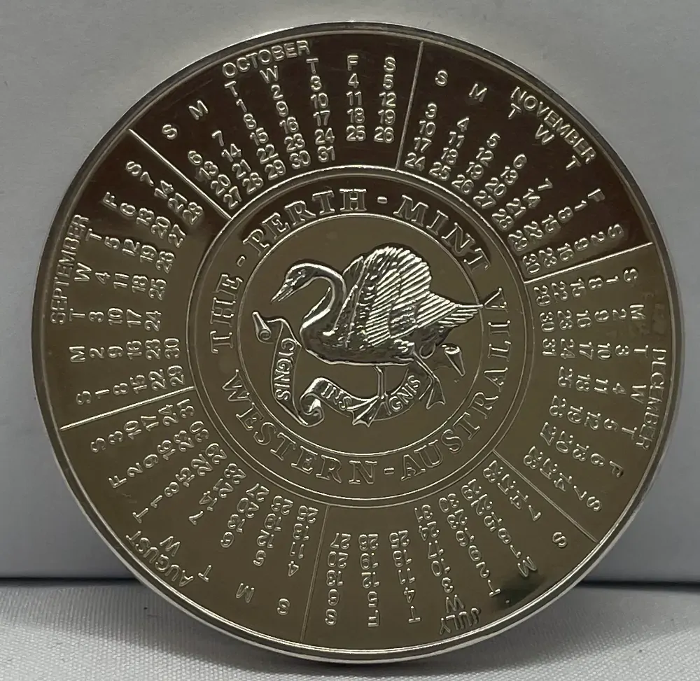 1991 Perth Mint 5ozt Silver Calendar Medallion - No Stand