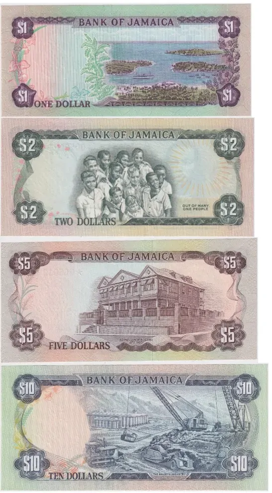 Jamaica 1977 Collectors 4 Note Specimen Set Ex Folder