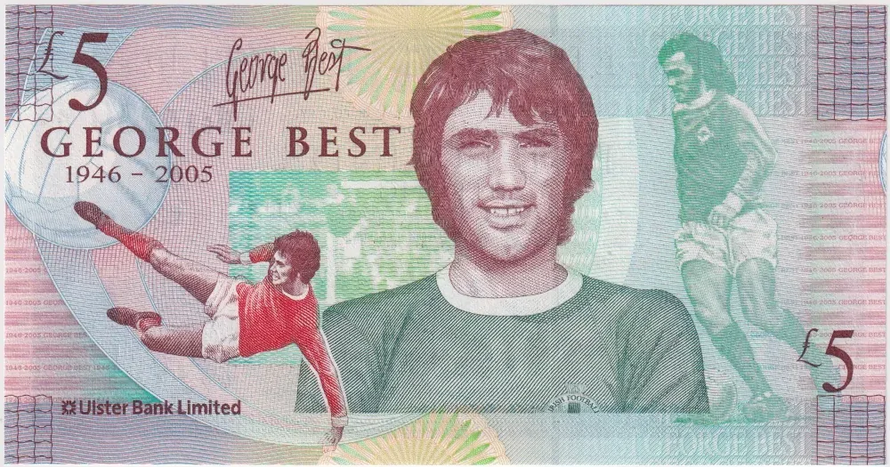 Northern Ireland Ulster Bank 2006 5 Pounds P#339 Uncirculated George Best