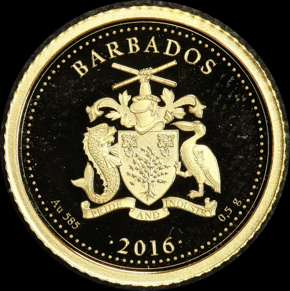 Barbados 2018 Gold 1 Dollar Half Gram Coin Music of Barbados