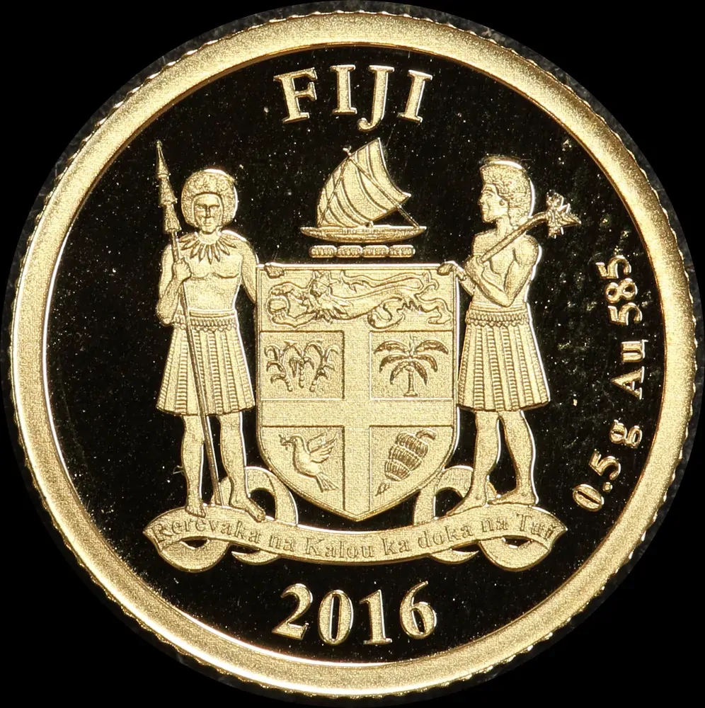 Fiji 2016 Gold 1 Dollar Half Gram Coin Mozart
