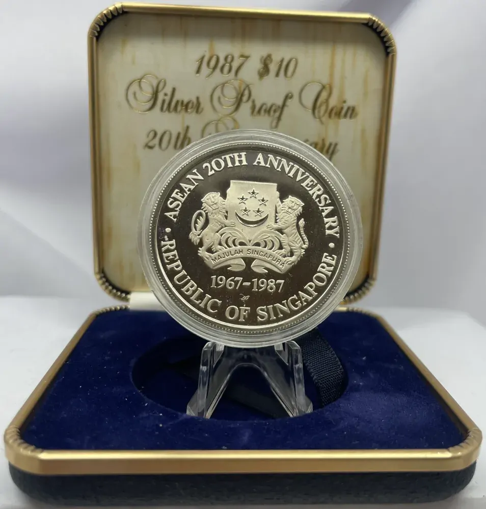 Singapore 1987 Silver Proof 10 Dollars 20th Anniversary of Asean product image