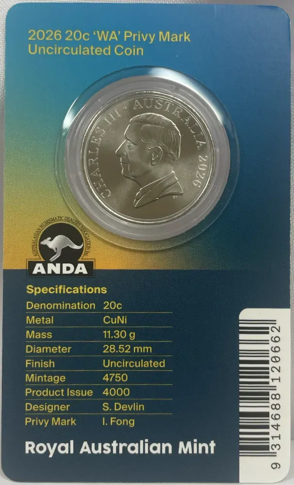 2026 20 Cent Uncirculated Coin ANDA Perth Expo WA Privy Mark product image