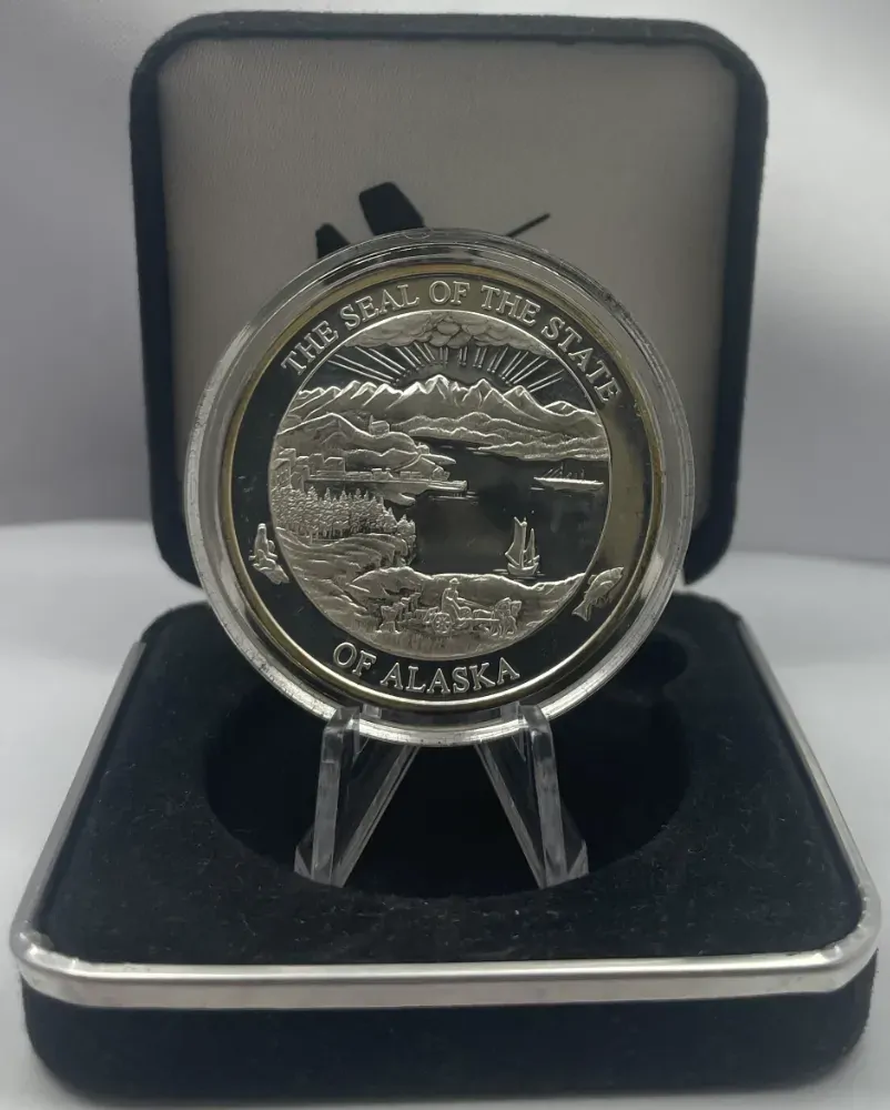 United States 2008 Gold Plated Silver 1oz Round Official State of Alaska product image