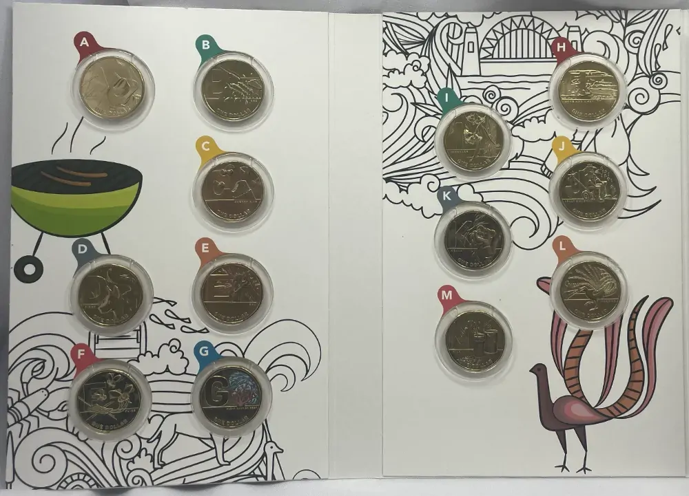 2021 1 Dollar Coin Set The Great Aussie Coin Hunt #2 in Folder includes Coloured G product image