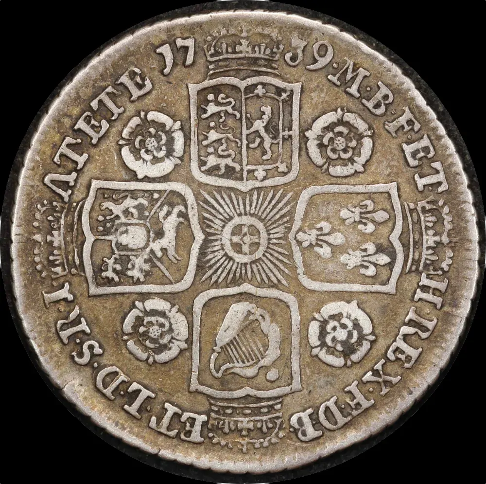 1739 Silver Shilling George II Roses S#3701 Very Fine