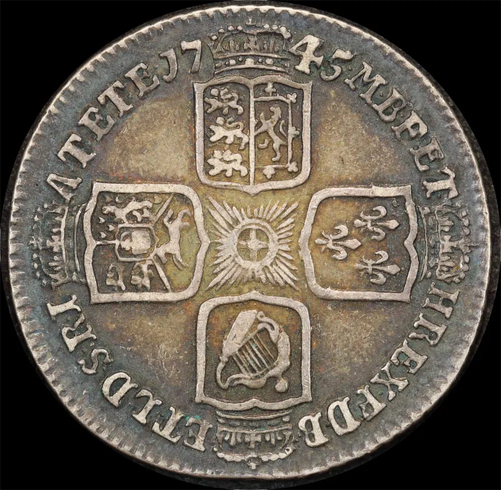 1745 Silver Shilling George II LIMA S#3703 Very Fine