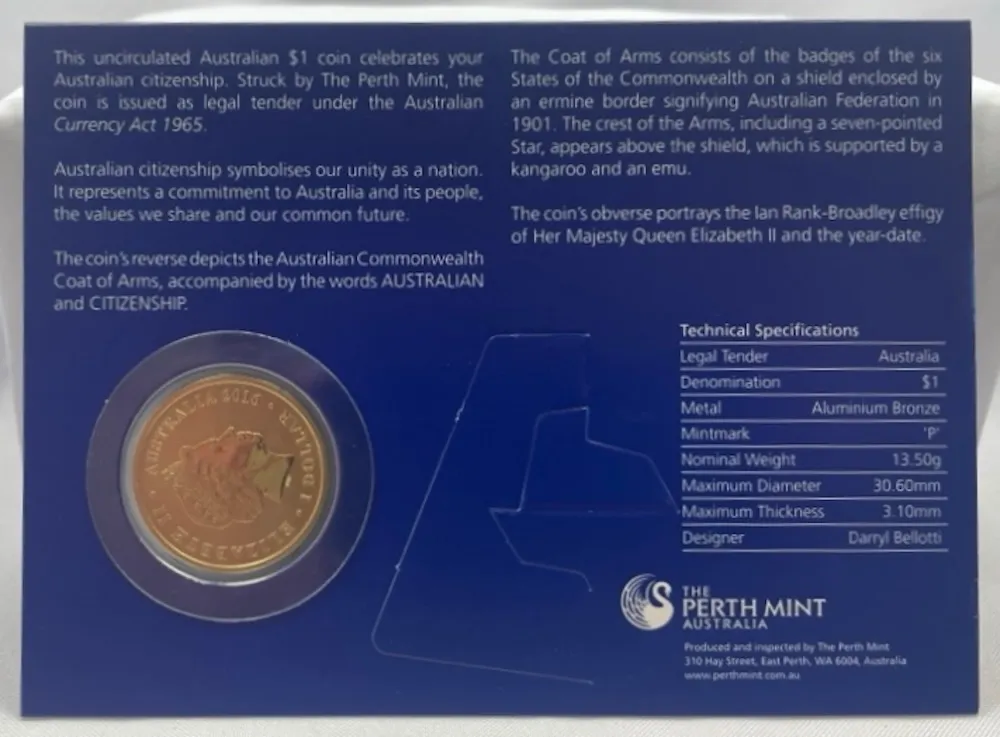 2016 1 Dollar Uncirculated Coin Citizenship product image