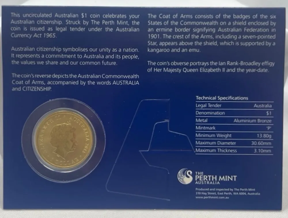 2011 1 Dollar Uncirculated Coin Citizenship product image