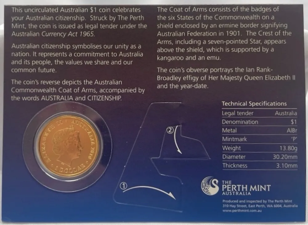 2010 1 Dollar Uncirculated Coin Citizenship product image